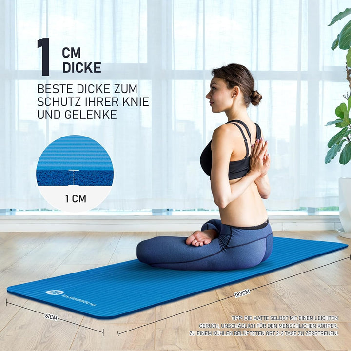 Yoga Matte Dicker, NBR Yogamatte Rutschfest Mit Tragegurt, Für Gymnastikmatte, Fitnessmatte, Sportma