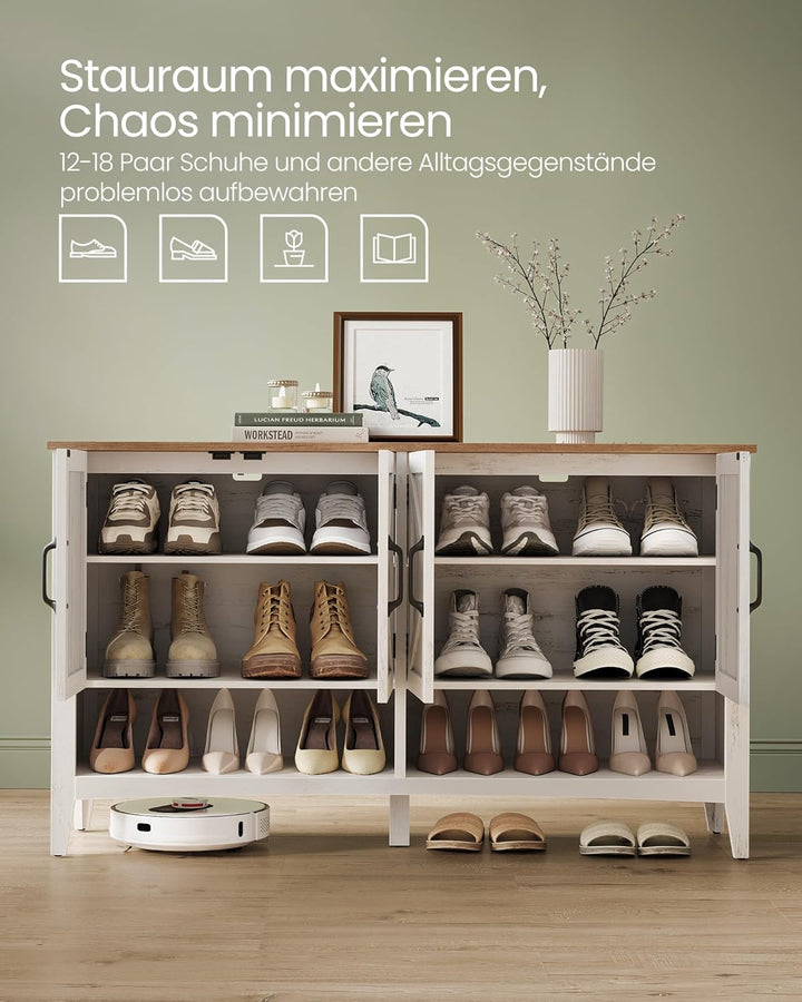 VASAGLE Schuhschrank, Schuhregal, Schuhaufbewahrung, traditioneller amerikanischer Stil, Schuh-Organ