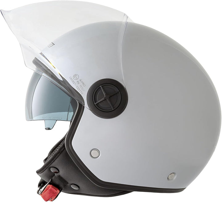 Motorradhelm Motorrad Roller Jet Helm Innensonnenblende 2 Viser SonicMoto 59 cm (L) Silber, 59 cm (L
