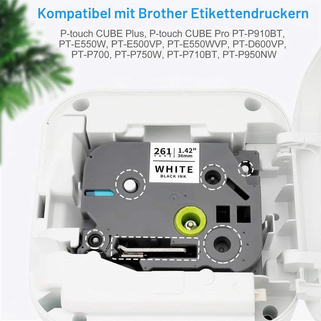 3x XemaX Kompatibel Schriftband für Brother 36mm TZe Ersatz für TZe-261 TZe261 P-Touch 36mm Schwarz
