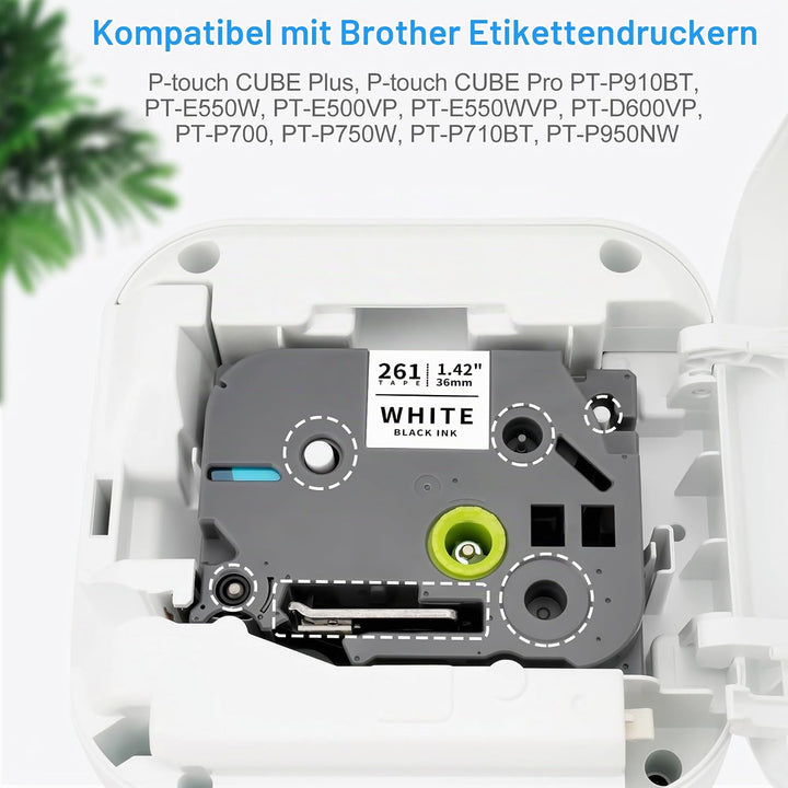 3x XemaX Kompatibel Schriftband für Brother 36mm TZe Ersatz für TZe-261 TZe261 P-Touch 36mm Schwarz