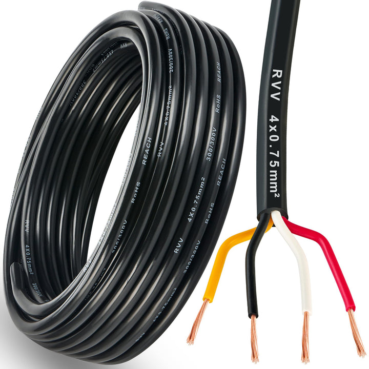 4-adriges Kabel LED-Rücklichter Verkabelungkabel für Anhänger 4x0,75mm² - 10M FLRYY Fahrzeugleitung