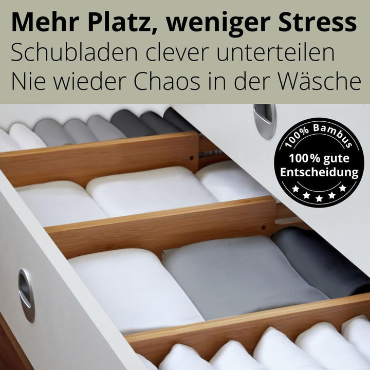 29-38 cm Schubladentrenner verstellbar aus Bambus – Schubladen Organizer Holz & Schubladenteiler für