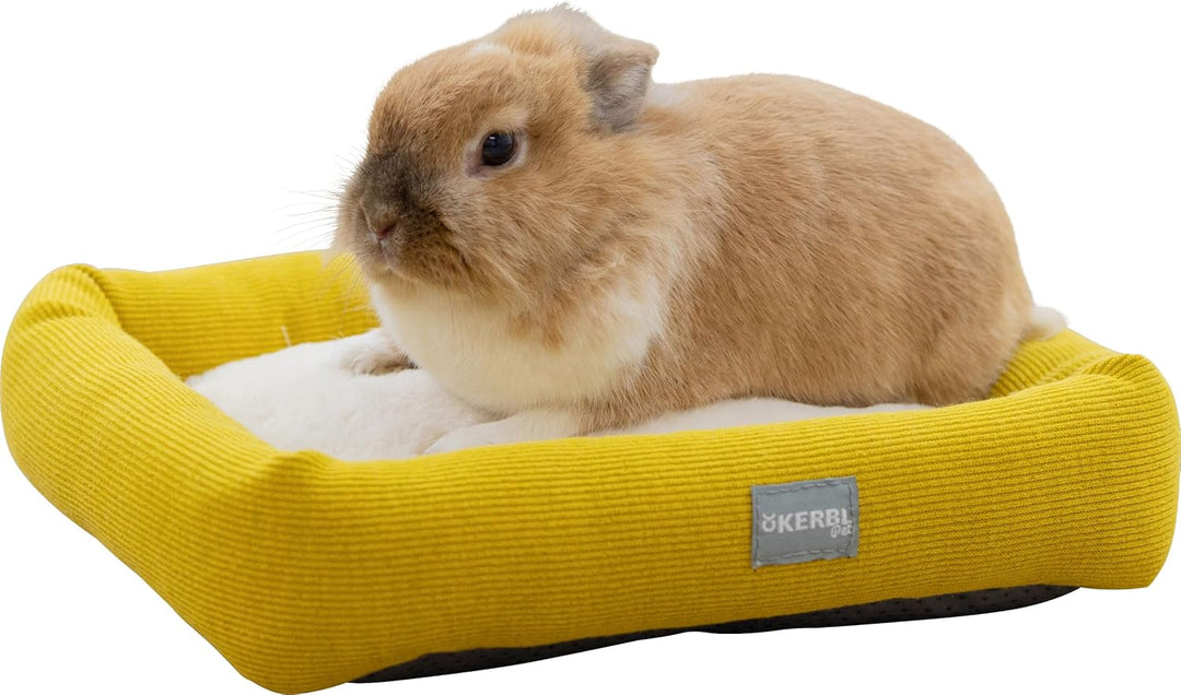 Kerbl Pet Kuschelbett für Kleintiere, weiss/gelb, 36x32x7cm