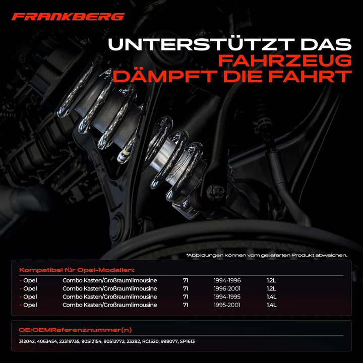 Frankberg 2x Federn Fahrwerksfeder Vorderachse Kompatibel mit Combo 71 1.2L 1.4L MPV 1994-2001 Repla