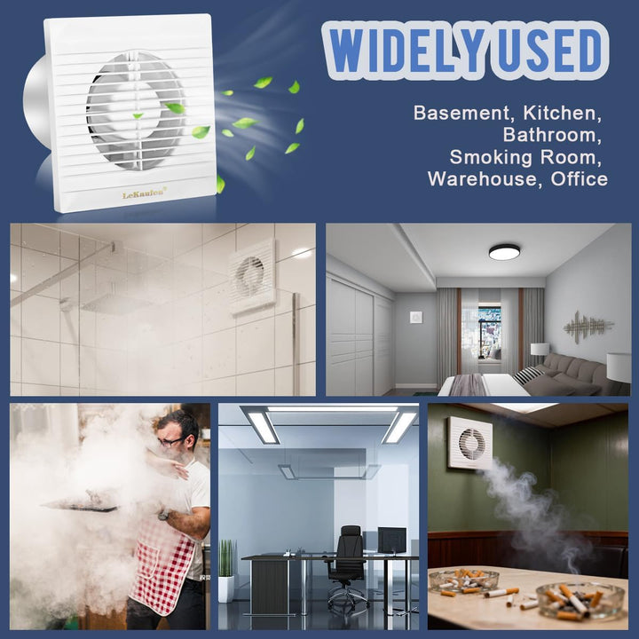 Badlüfter Ø 100mm mit Rückstauklappe, 150 m³/h Wandlüfter Ventilator, Weiss Leiser Abluftventilator