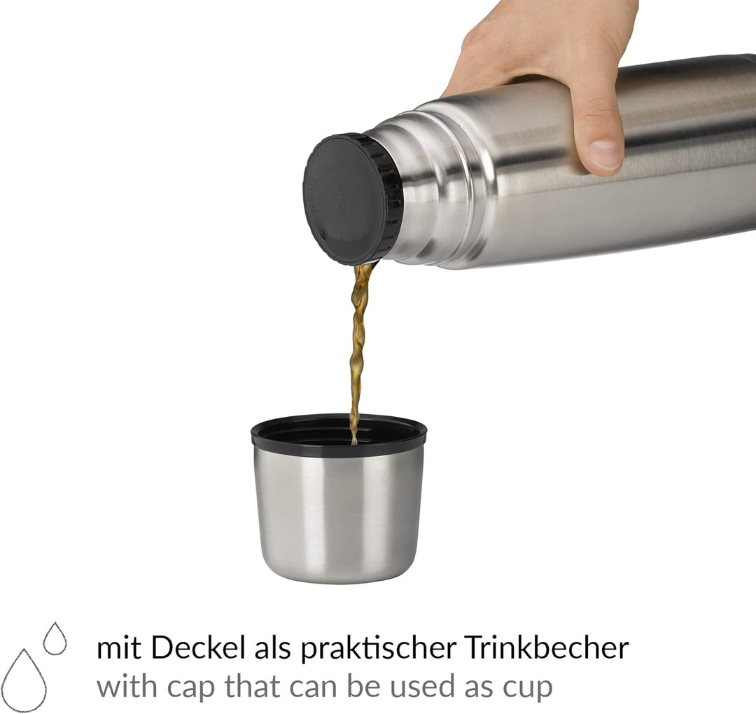 alfi ISOTHERM PERFECT DV 1,0l, Isolierflasche aus Edelstahl mit Trinkbecher, absolut dicht mit Drehv