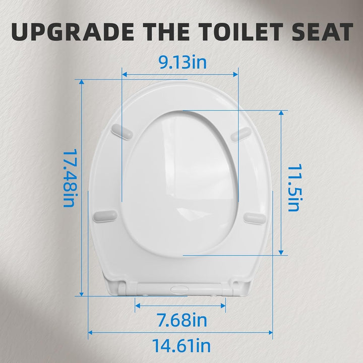 Toilettendeckel mit Absenkautomatik,WC Sitz Quick Release Funktion und Softclose-Einfache Montage Kl