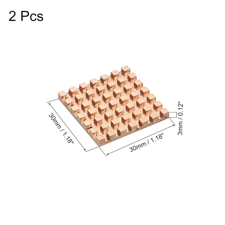 sourcing map 2 Stück Kühlkörper-Kit aus reinem Kupfer 30x30x3mm für IC-Chip-MOS-Speicher Wärmeableit