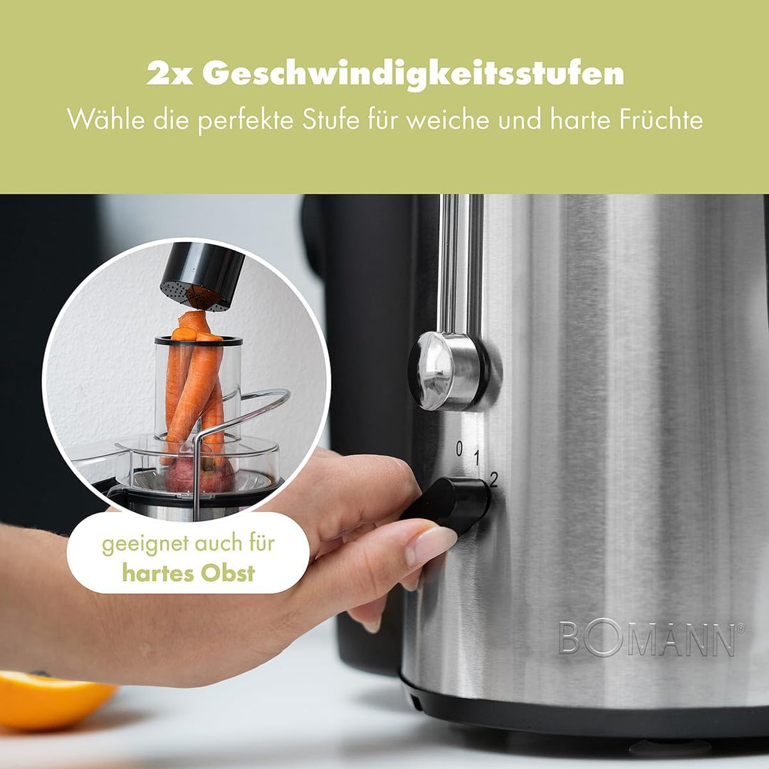 Bomann AE 1917 CB Profi-Automatikentsafter, Edelstahlgehäuse, 1000 W max., 3 Geschwindigkeitsstufen,