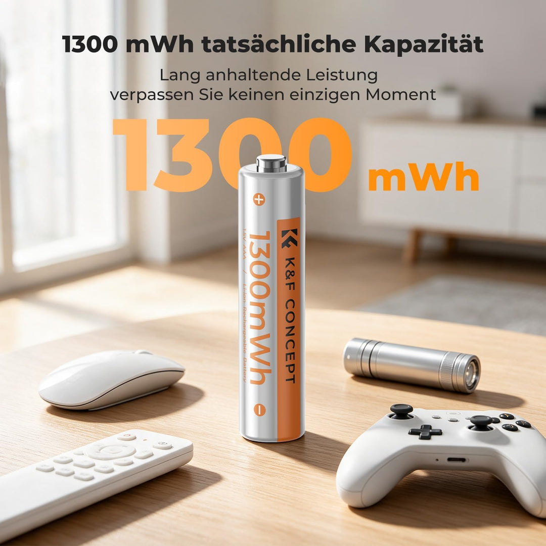 K&amp;F CONCEPT AAA Batterien AAA Akku AAA Wiederaufladbare Lithium Akkus | 12 Pack 1,5V AAA Lithium Bat