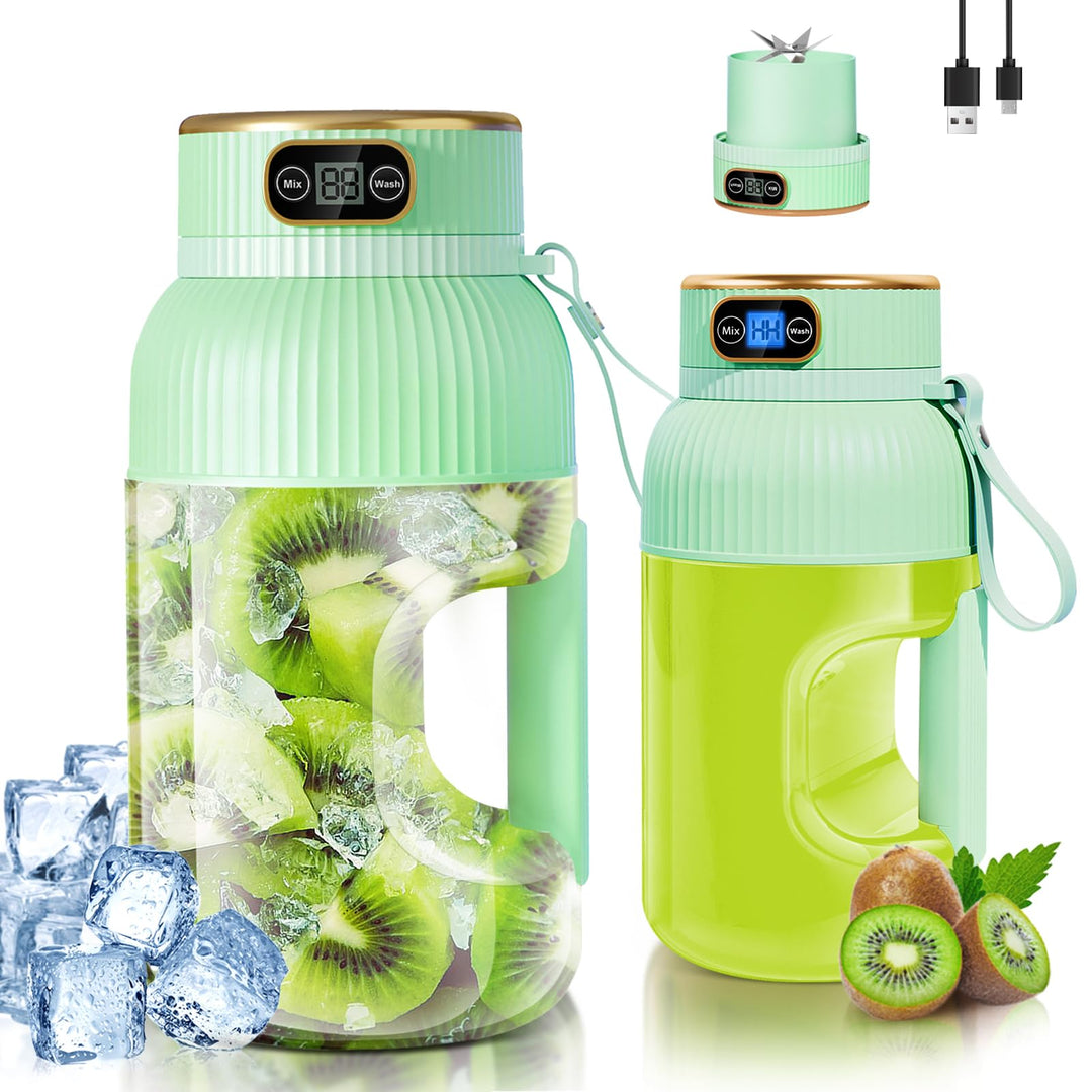 【Upgraded】Fine Life Pro Wiederaufladbarer Elektrischer Entsafter, 1200ML Tragbarer Mixer für Gemüse&