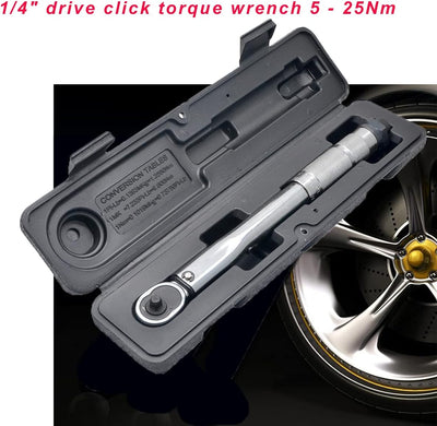 Riloer 1/4 '' AdjDEtable Torque Wrench Drive Spanner 5-25NM für die Reparatur von Fahrradmotorrädern