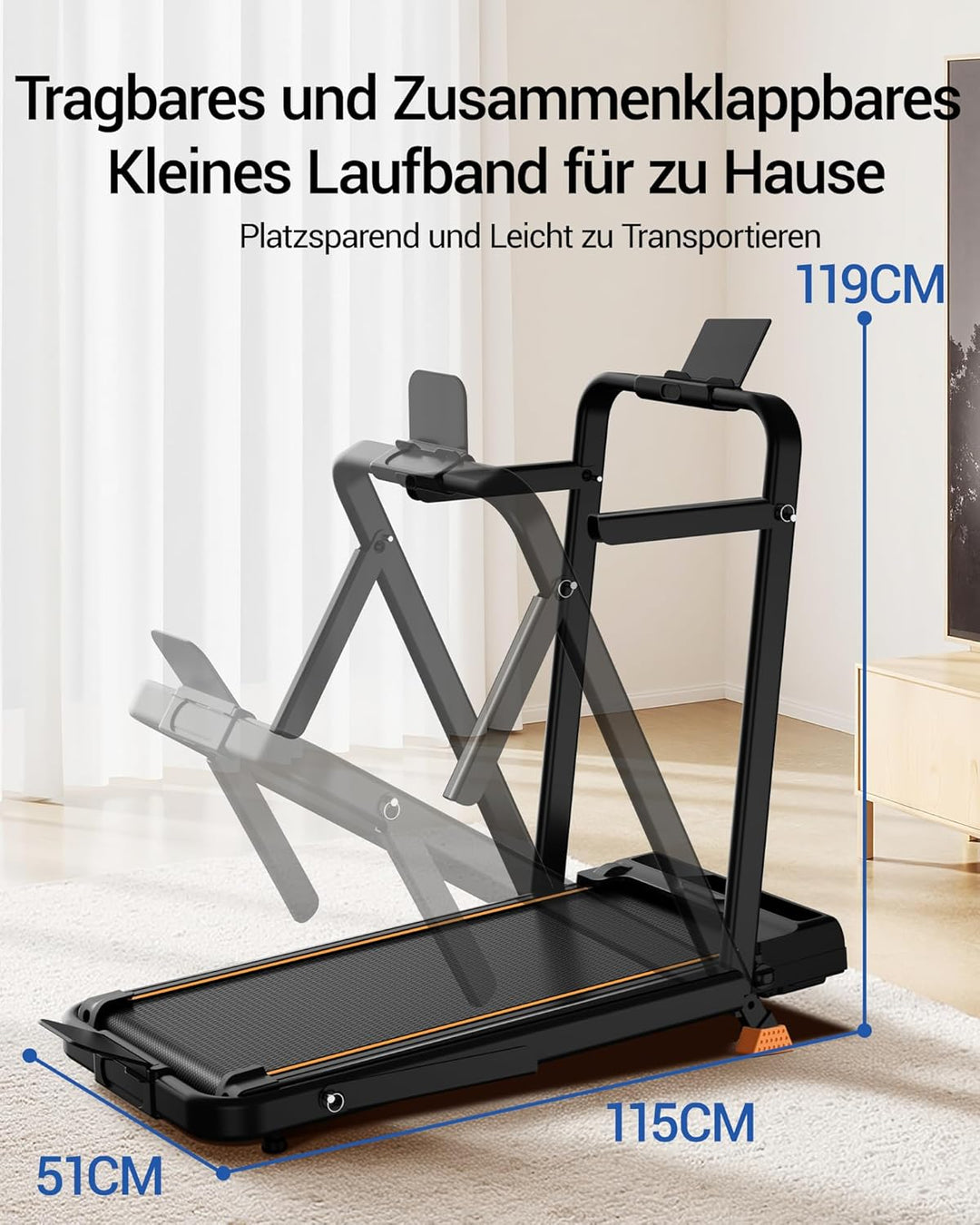 UMAY Laufband für Zuhause Klappbar mit Steigung 16%, 10KM/H Walking Pad Klappbar mit Steigung, Fernb