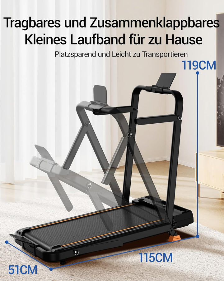 UMAY Laufband für Zuhause Klappbar mit Steigung 16%, 10KM/H Walking Pad Klappbar mit Steigung, Fernb