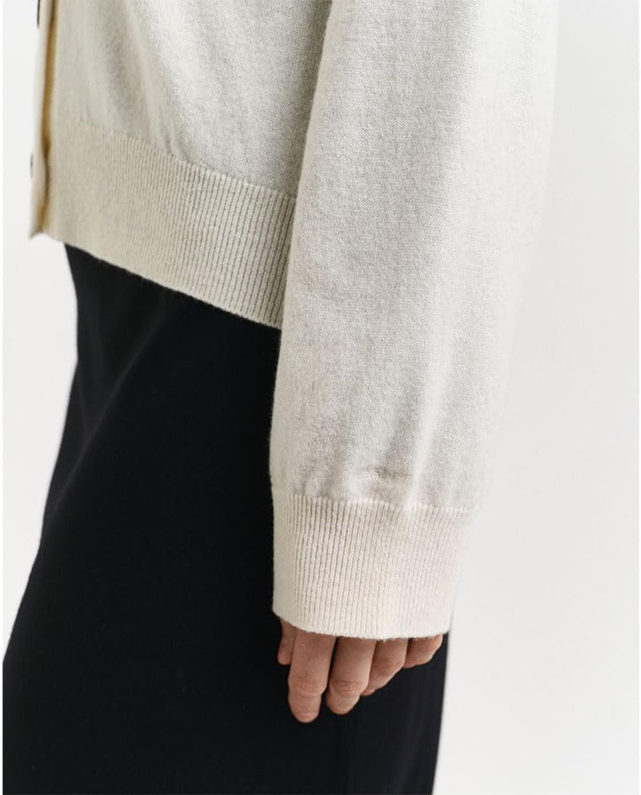 GANT Damen Superfine Lambswool Cardigan Strickjacke M Cream, M Cream