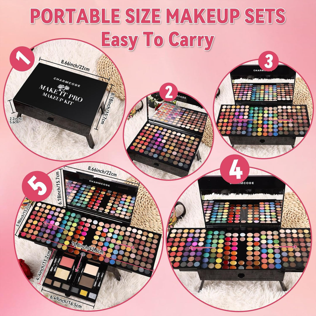 Professional Schminkkoffer Damen Mädchen,Makeup Set 190 Farben(Set B) 02, 02