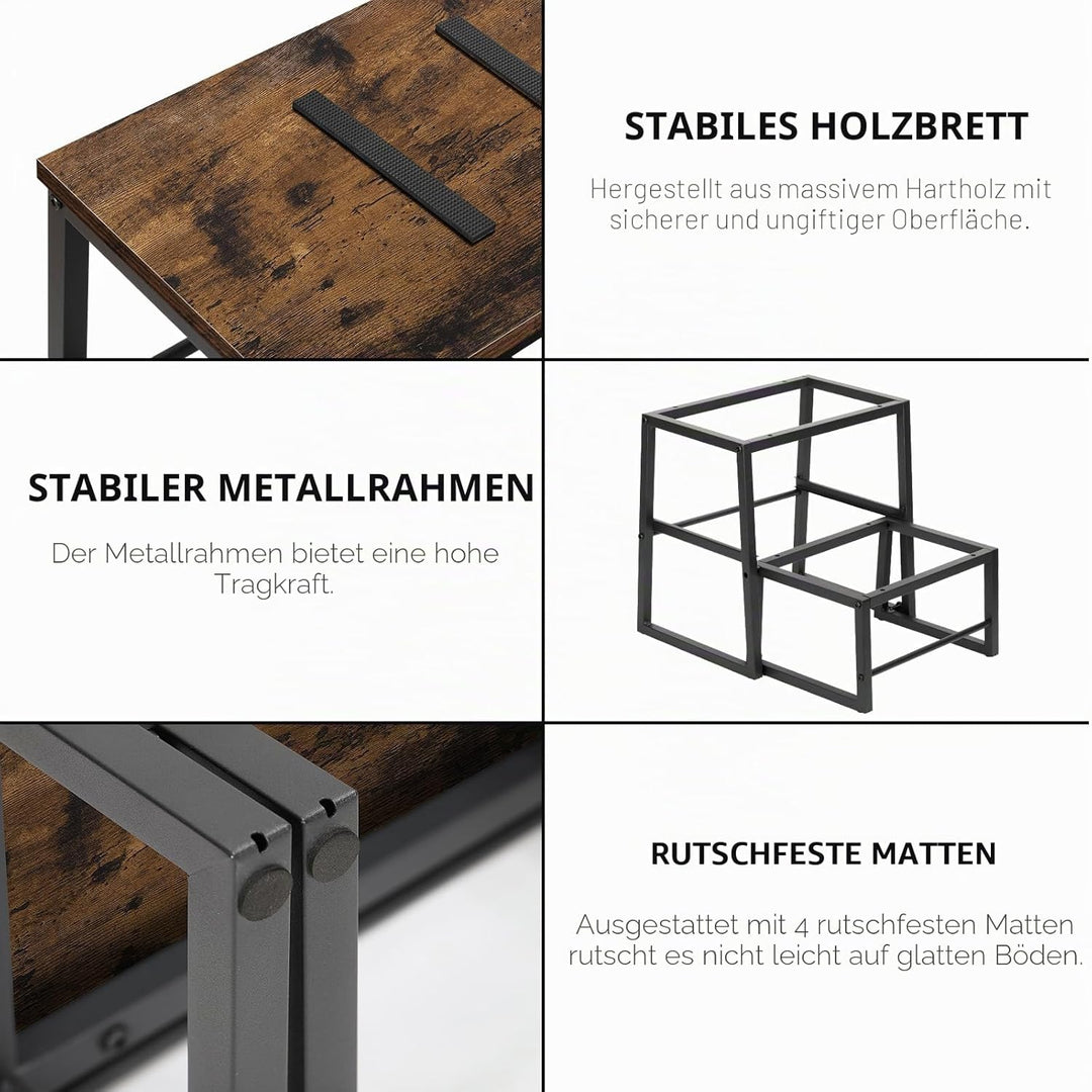 LIANTRAL 2 in 1 Tritthocker für Erwachsene Kinder, 2 Stufen hölzerner Hocker mit 160 kg Tragkraft, M
