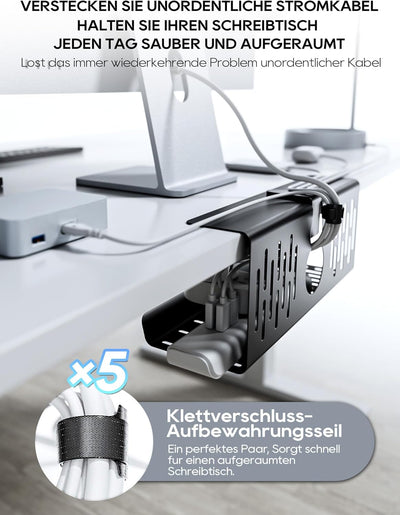 NODOCA Kabelmanagement unter dem Schreibtisch, Ohne Bohren Untertisch Kabelmanagement, Kabelkanal Sc