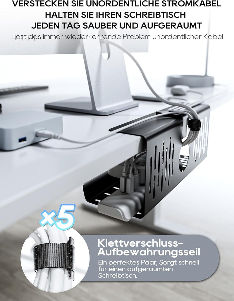 NODOCA Kabelmanagement unter dem Schreibtisch, Ohne Bohren Untertisch Kabelmanagement, Kabelkanal Sc