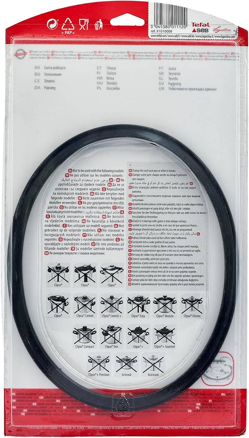 Tefal X1010008 Dichtung für Clipso Minut, Edelstahl, 22 cm, schwarz