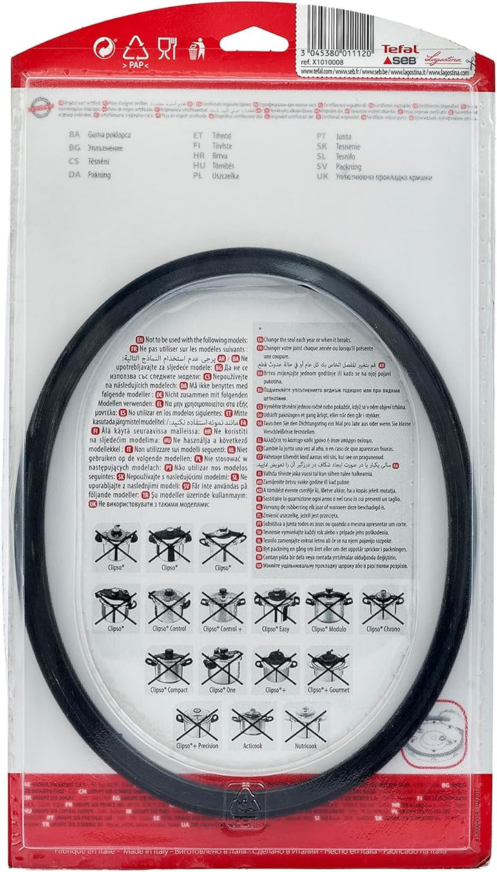 Tefal X1010008 Dichtung für Clipso Minut, Edelstahl, 22 cm, schwarz