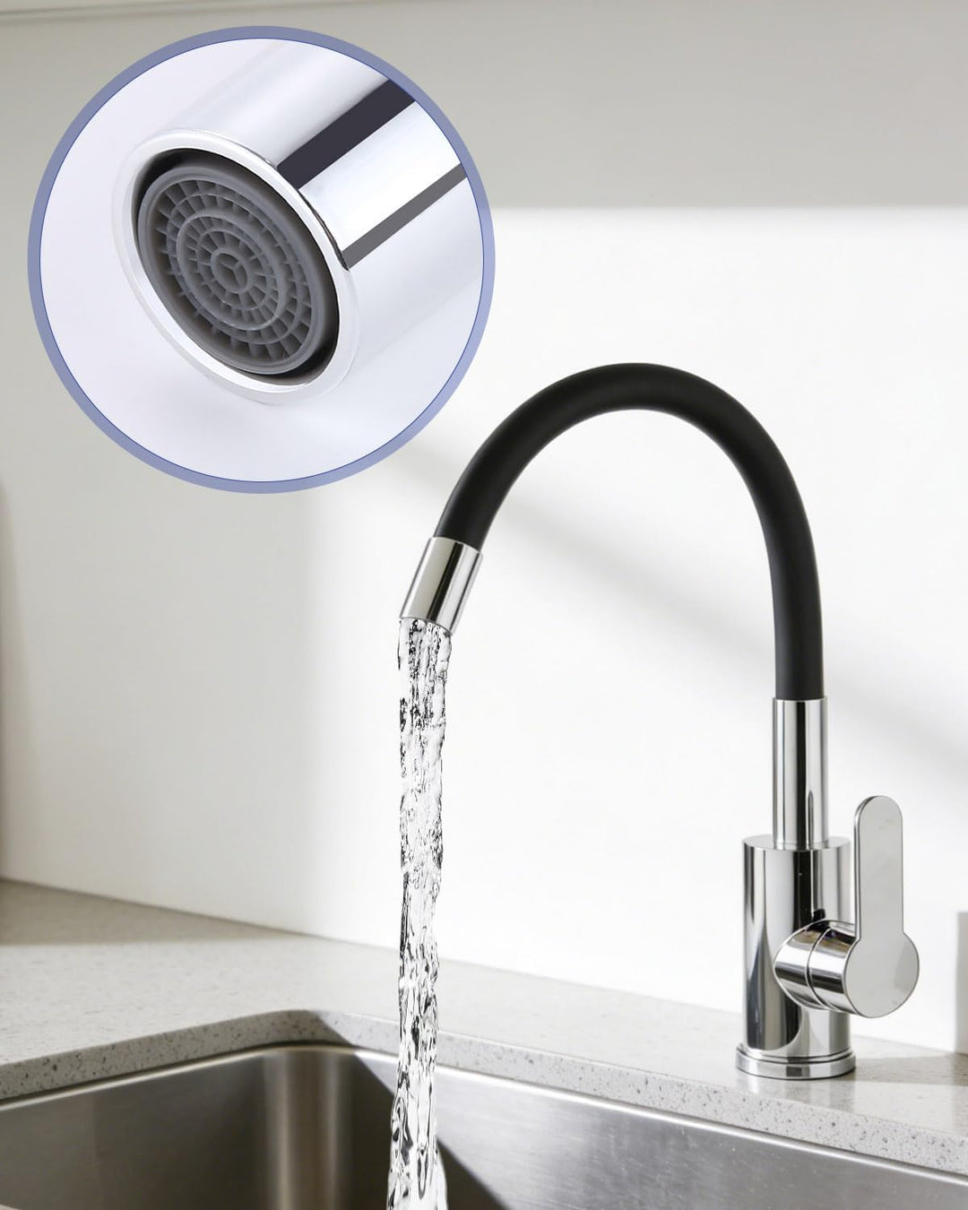 Flexible Spültischarmatur Wasserhahn Küche Flexibel Einhebel Spültischarmatur, Flexibler 360° Drehba