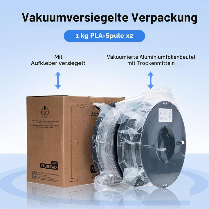 Creality Ender PLA Filament 1,75mm, 5 Schwarz-5 Weiss Set, 10er-Pack 1kg Spulen, Massgenauigkeit ±0,