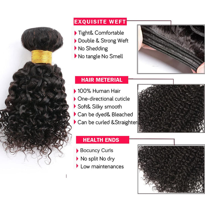 Huarisi 8 Zoll Natürliches Tressen Echthaar Lockiges Haar, 1 Bundle Short Curly Hair 8a, 100g Brazil