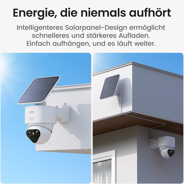 AOSU T2 Ultra 4K UHD Überwachungskamera Aussen Solar Akku für aosuCortex, 4 Cam-Kit, TrueColor Nacht