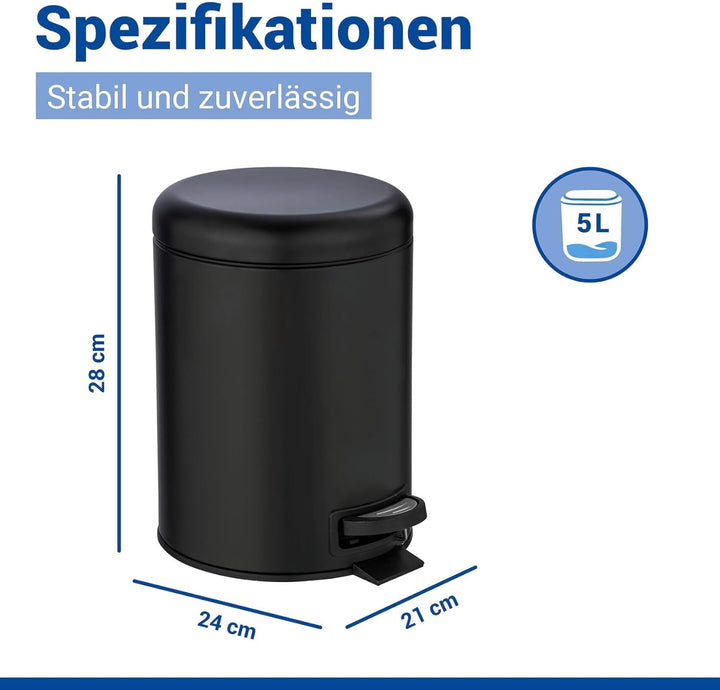 WENKO Treteimer Mod. Leman, 5 Liter, mit herausnehmbarem Einsatz, aus lackiertem Stahl, 21 x 24 x 28