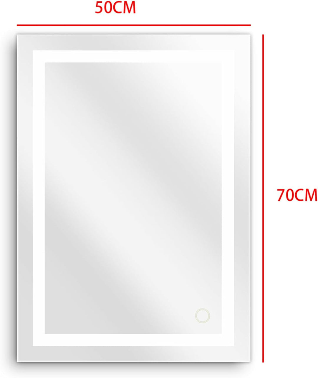 Homewell Badspiegel mit Beleuchtung, 50x70cm LED Wandspiegel mit Touch-Schalter, Kaltweiss Licht 650