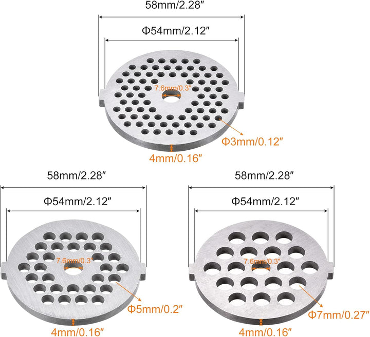sourcing map 1 Satz Fleischwolf Klinge 3mm 5mm 7mm Edelstahlmesser Chopper für Fleischwölfe