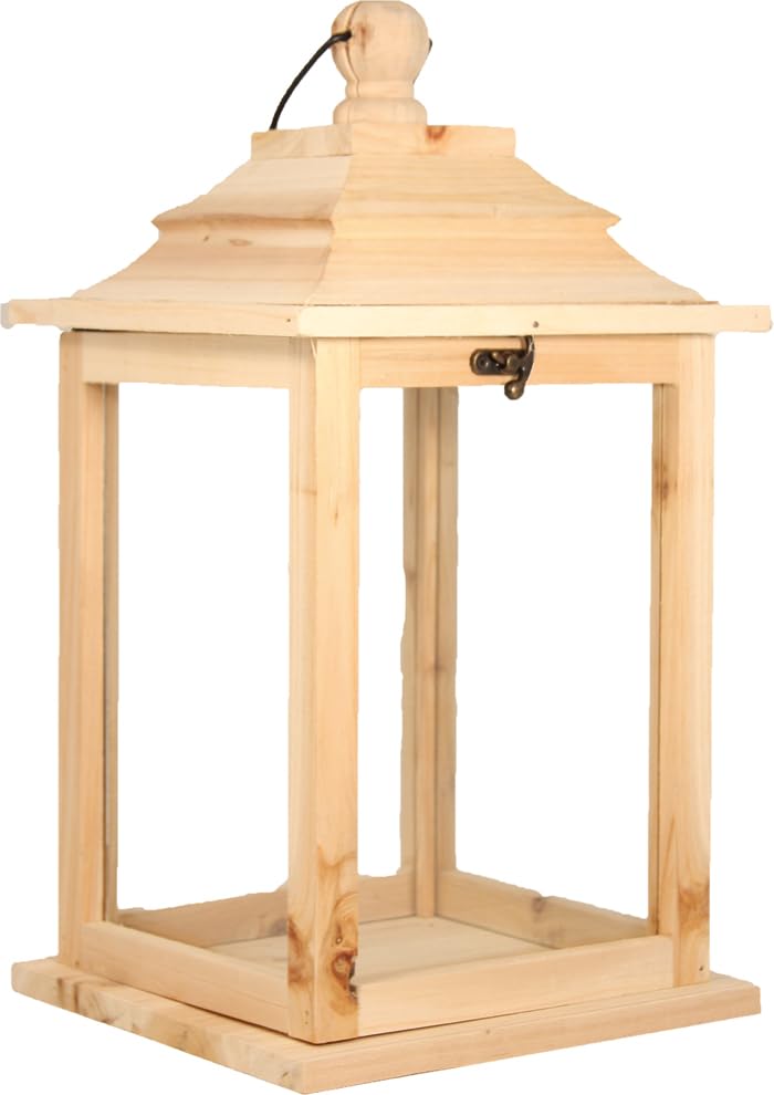 FADEDA Holzlaterne Natur, ohne Beleuchtung, mittel/Höhe: 40cm/handbemalt/detailgetreue Krippen Figur
