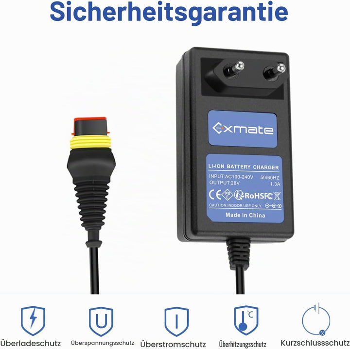 Exmate 28 V 1,3A Adapter Ladegerät Netzteil kompatibel mit Husqvarna Automower 105 305 310 315X 405X