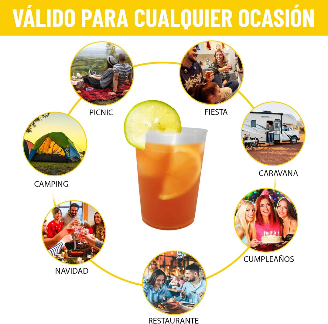 100 x 500 ml Wiederverwendbare und Einwegbecher - Hartplastik, unzerbrechlich, für Partys, Büro oder