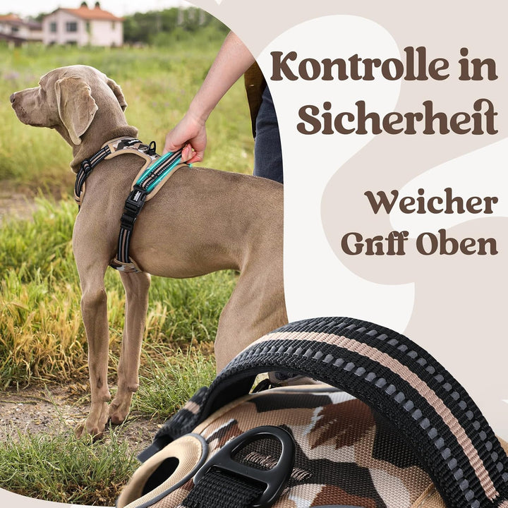 rabbitgoo Hundegeschirr Grosse Hunde Leichtes Anlegen, XL, Bergkhaki | Anti Zug, Ohne Kopfdurchzug,