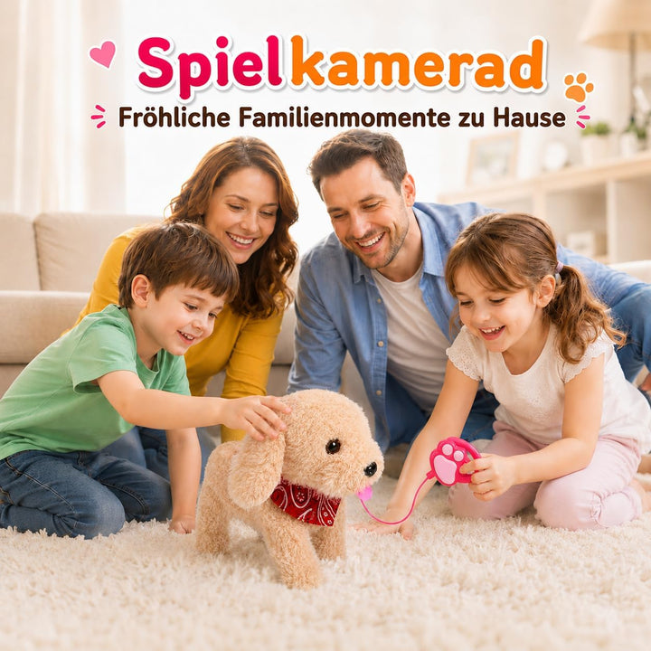 Interaktiver, laufender Plüsch-Welpenspielzeughund, Roboterhund mit Pflegeset, Weihnachtsgeschenkspi