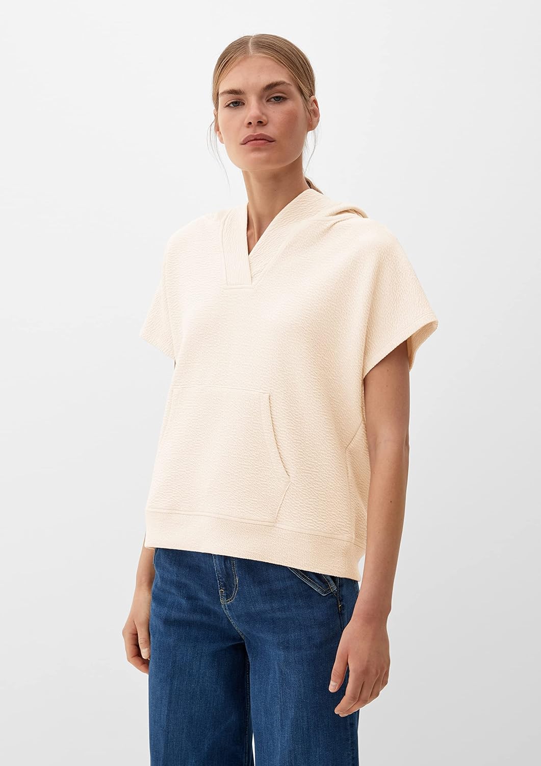 s.Oliver Damen Sweatshirt Kurzarm, 40 Beige