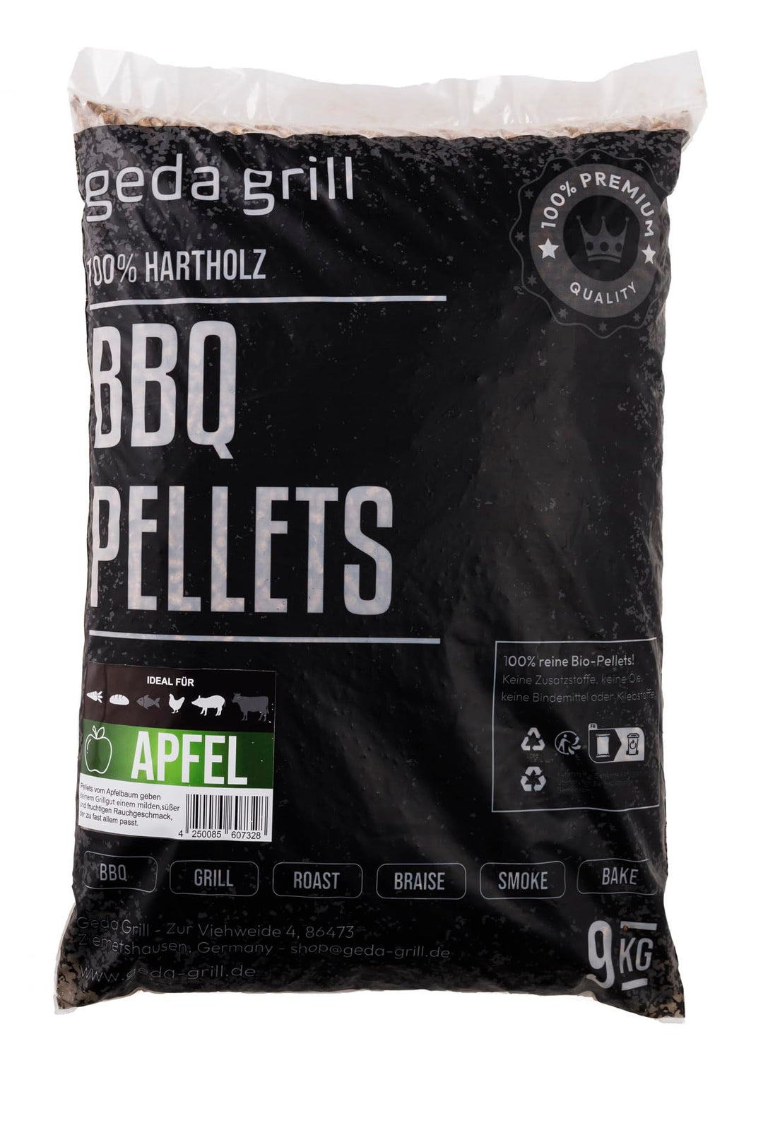 GEDA Grill 100% Hartholz Pellets, Grillpellets BBQ Pellets für Pelletsmoker, Pizzaofen, Räucherofen