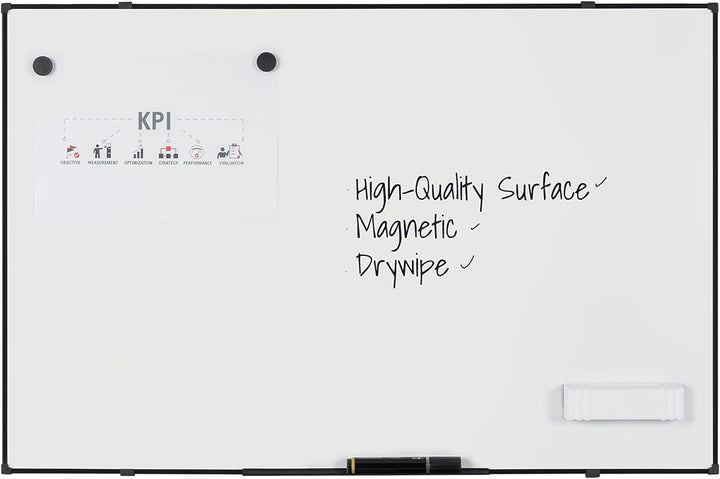 BoardsPlus Economy Magnetisches Whiteboard, 88 x 58 cm mit lackierter, trocken abwischbarer Stahlobe
