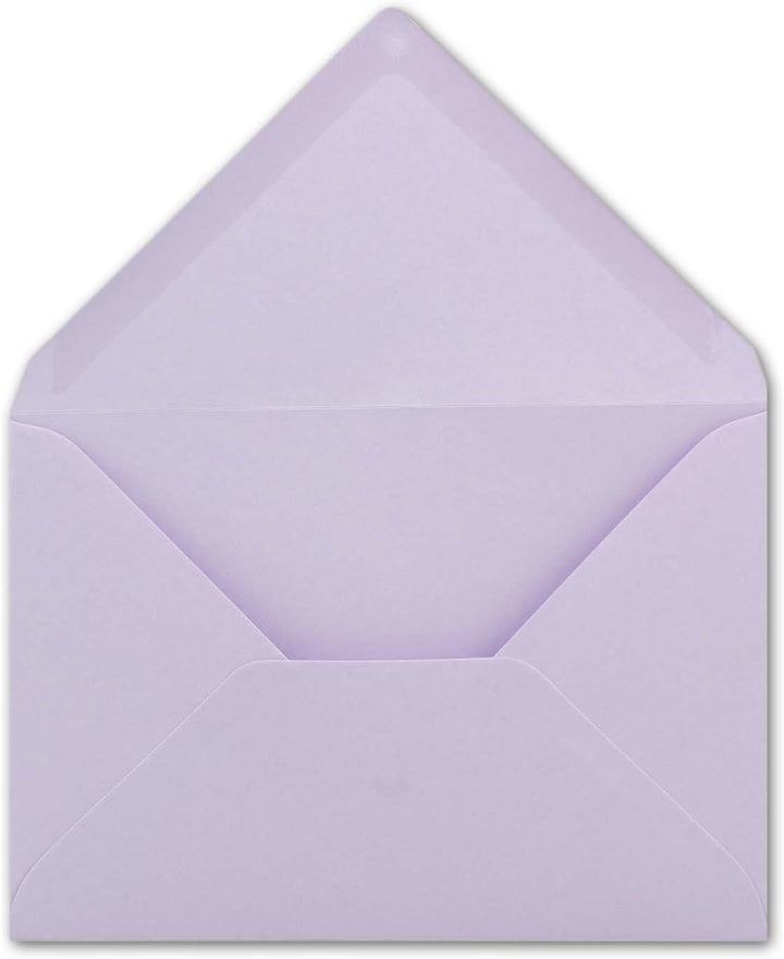 200x kleine Umschläge in Flieder DIN C7 8,1 x 11,4 cm mit Spitzklappe und Nassklebung in 80 g/m² - k