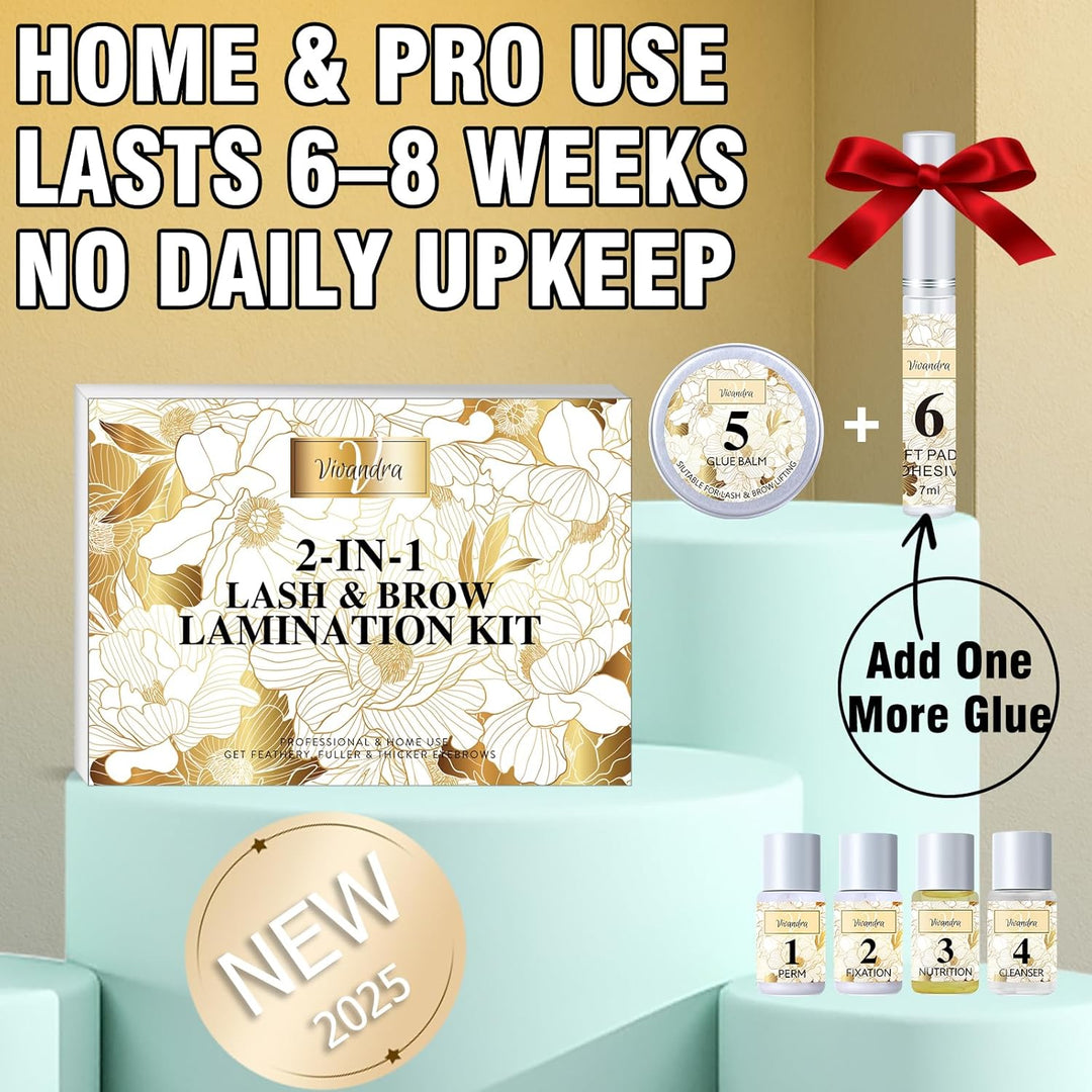 2-IN-1 Wimpernlifting Set & Augenbrauen Lifting Set, Professionelles DIY Lash Lifting & Brow für vol