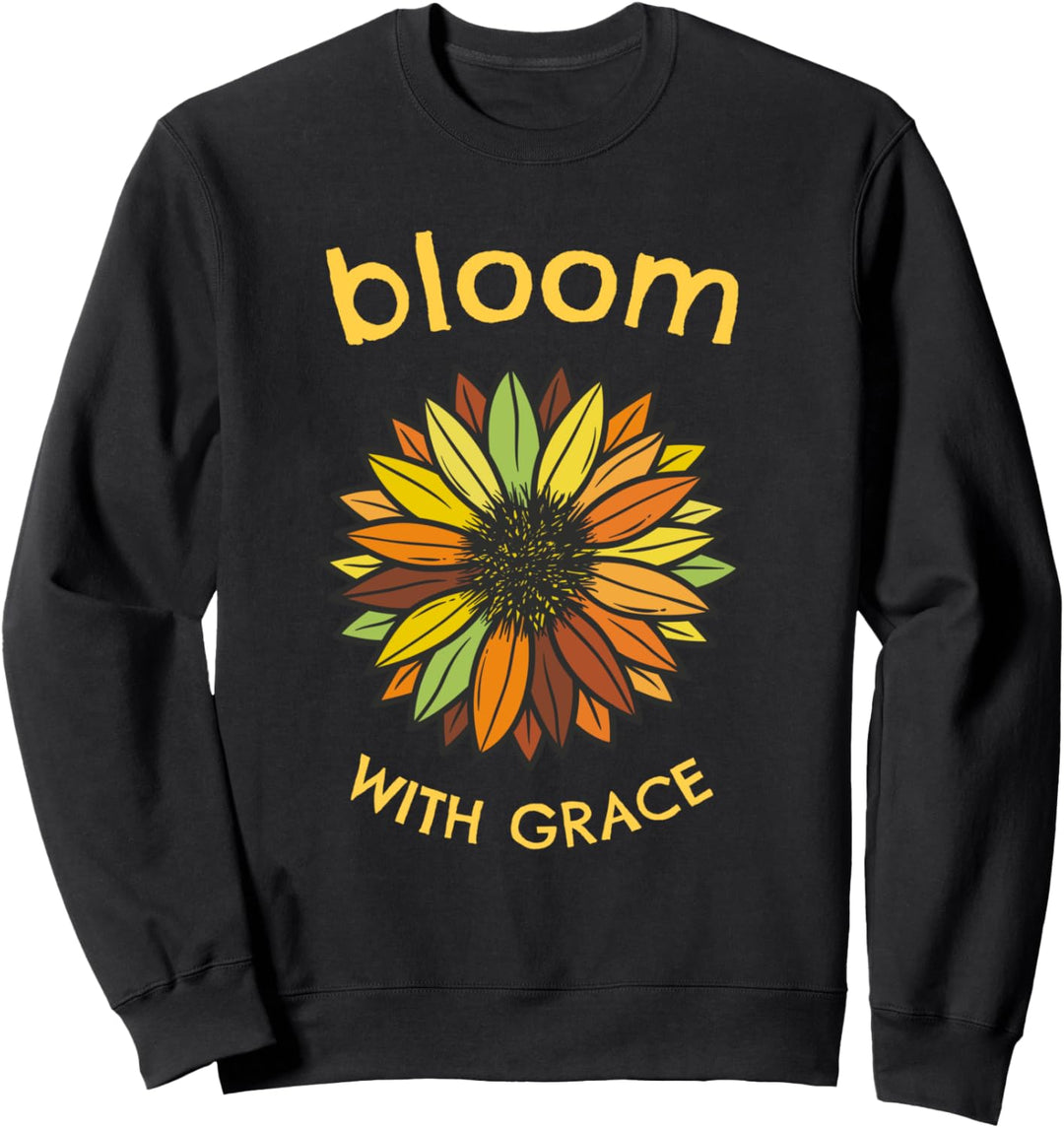 Blühen Sie mit Grace Retro Fall farbige Sonnenblume Sweatshirt