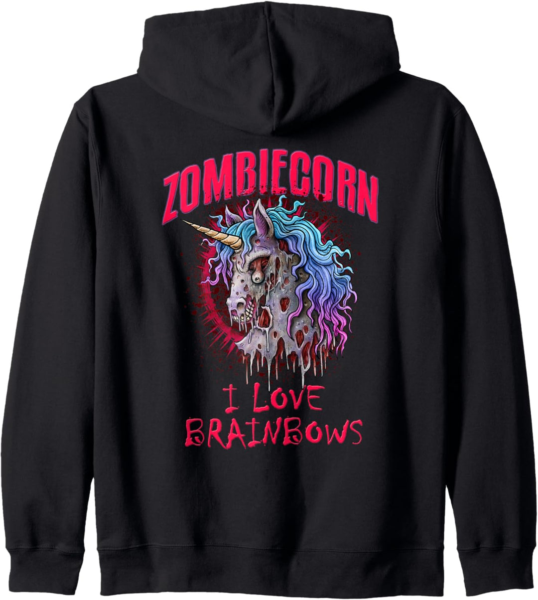Zombie Einhorn I Love Brainbows Punk Gothic Gothic Halloween Kapuzenjacke