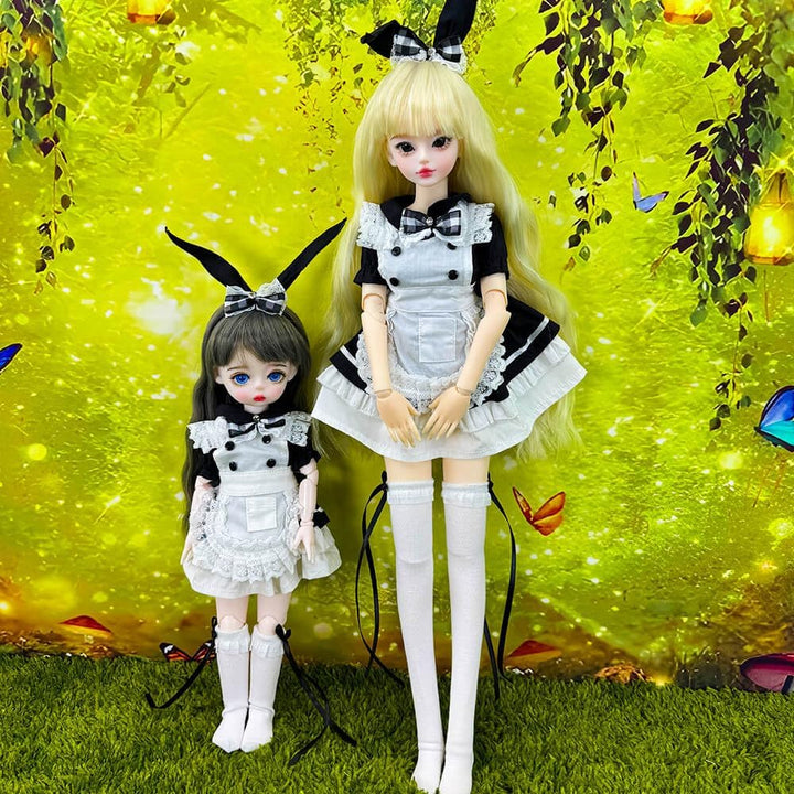 niannyyhouse 1/3 1/4 1/6 BJD Puppen Kleidung Kleid Schürze Kopfschmuck Unterhose Socken Bunny Dienst