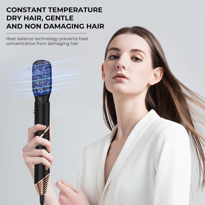 UKLISS Haarstyler 5 in 1, Warmluftbürste Set mit Rundbürstenföhn Airflow Lockenstab Automatisch Ther