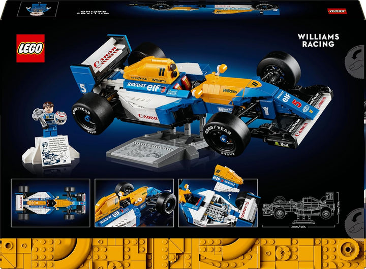 LEGO Icons Williams Racing FW14B mit Nigel Mansell - F1 Modellauto Set mit Rennfahrer Minifigur zum