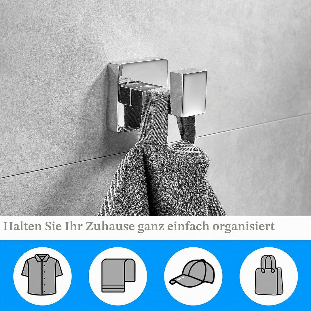 Kelelife 2 Stk. Handtuchhaken Chrom, Badhaken aus Edelstahl für ein Handtuch, Bademantel, Kleiderhak