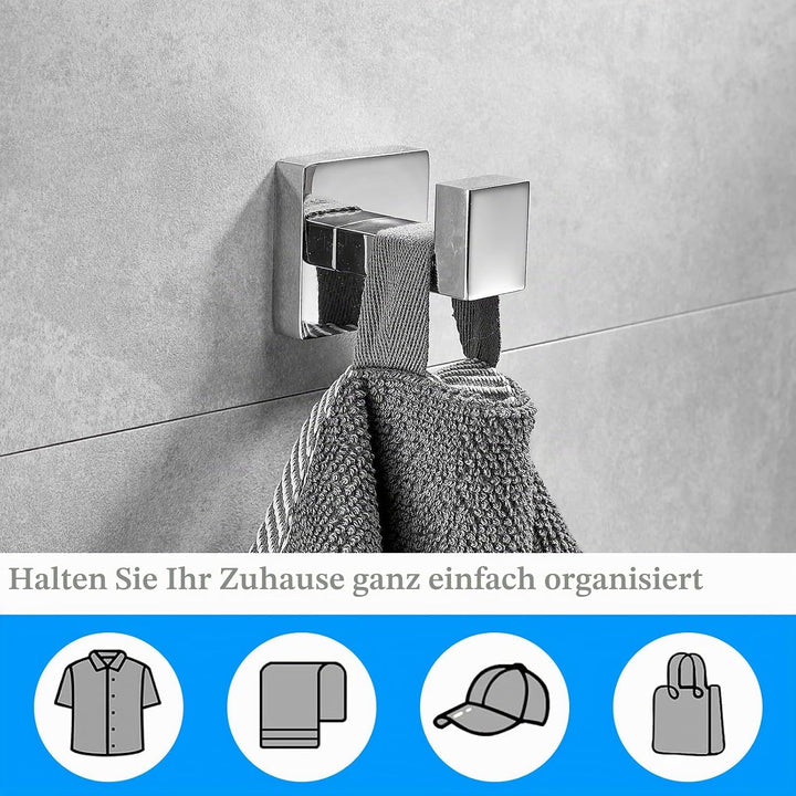 Kelelife 2 Stk. Handtuchhaken Chrom, Badhaken aus Edelstahl für ein Handtuch, Bademantel, Kleiderhak